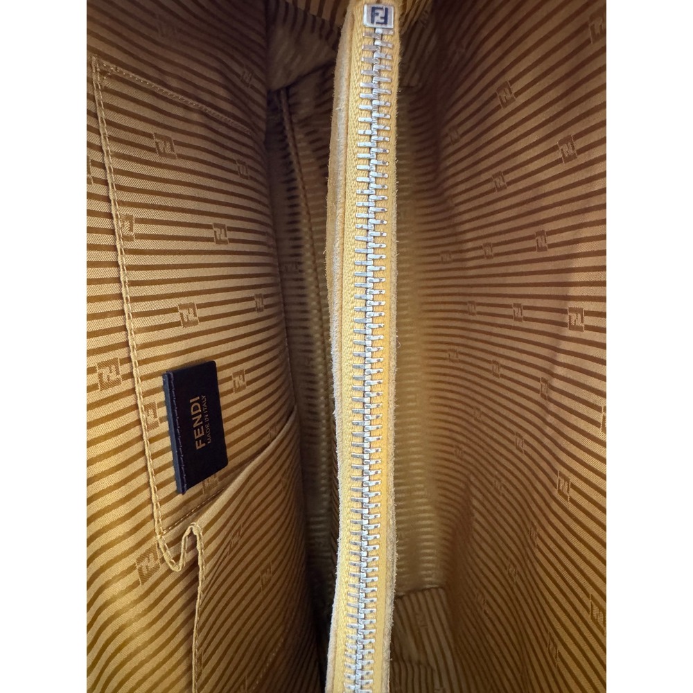 Fendi 2Jours Yellow Textured Leather Large Satchel Gold Hardware with Twilly#834 - Picture 12 of 16